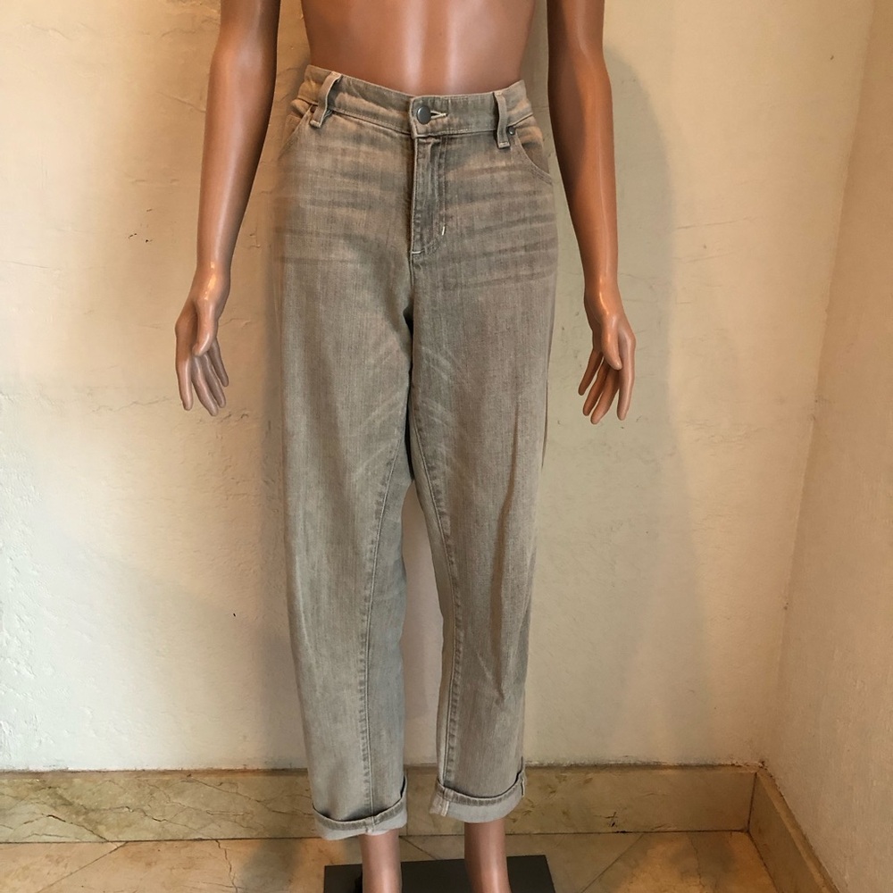Eileen Fisher High-Waisted Gray Cropped Folded Denim Jeans Pants Women’s 12